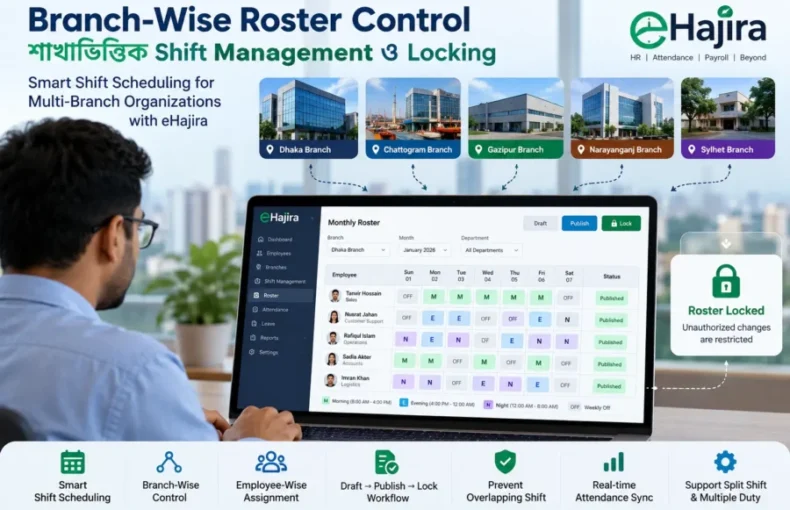 Shift Management Software Bangladesh, Smart Shift Scheduling, Employee Duty Roster, Roster Locking, Multi-Branch HR Software